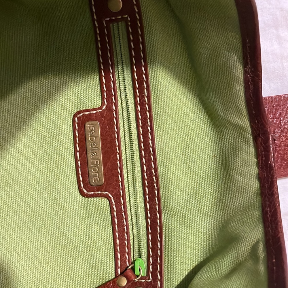 Isabella Fiore Cheerful Fabric and Leather Brass Studded Baguette Shoulder Bag - Picture 11 of 16